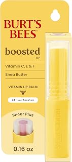 Burt's Bees Boosted Lip Balm Sheer Plus; Vitamin Lip Balm, Nourishing Vitamin C, E, and F Core; 24 Hour Moisture; Tint Free, Semi Glossy Finish; 100% Natural Origin; 1 Tube; 0.16 Oz.