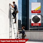Telescoping Ladder, 12.5 FT Aluminum Lightweight Extension Ladder with 2 Triangle Stabilizers, 330lbs Max Capacity, Multi-Purpose Collapsible Ladder for Home Use and Outdoor Working