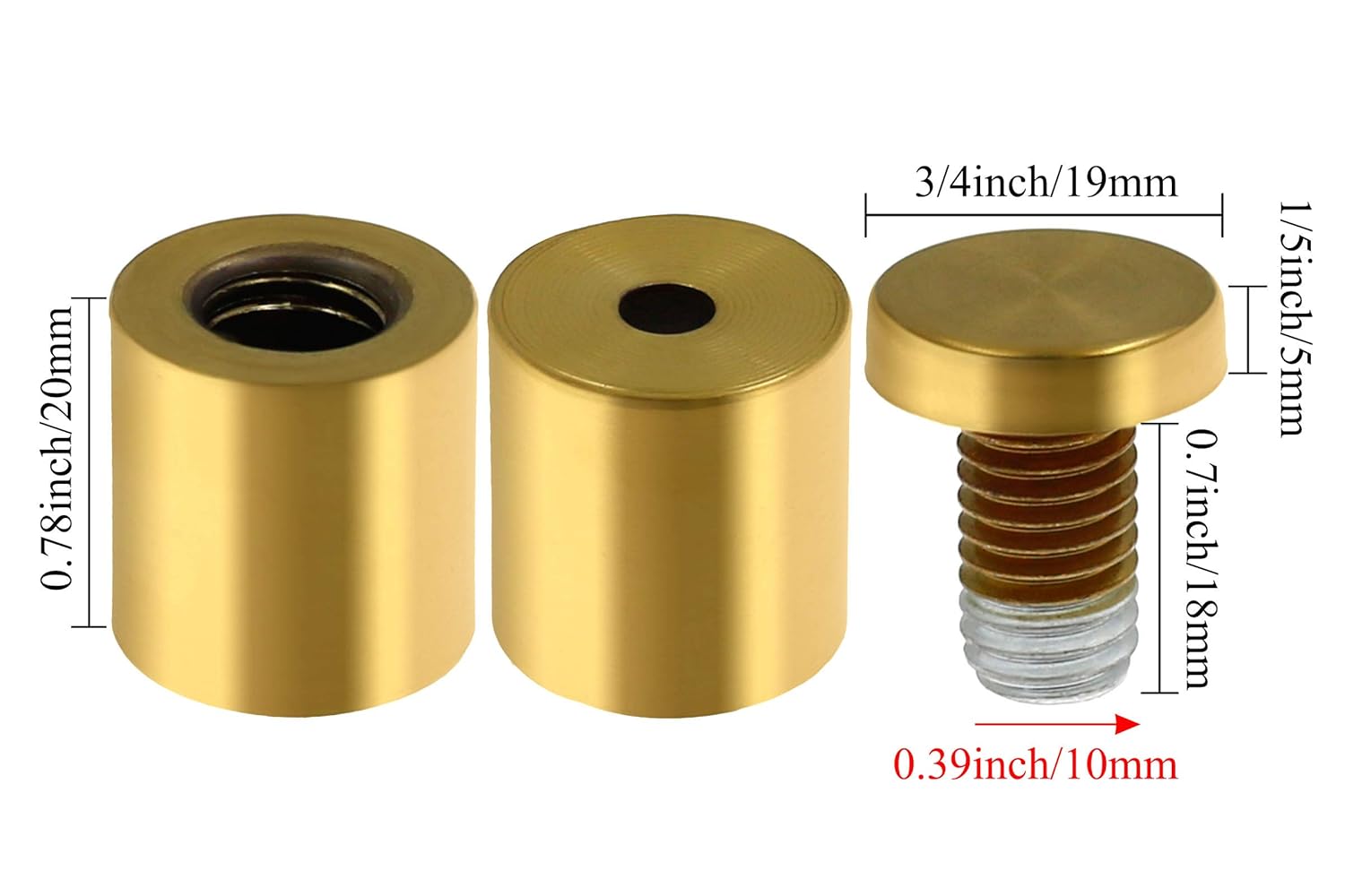 Luomorgo 24 Pcs 3/4" x 1" Stainless Steel Standoff Screws, Wall Sign Standoff Mounting Hardware Advertising Glass Standoff Nail for Hanging Acrylic Picture Frame, Gold
