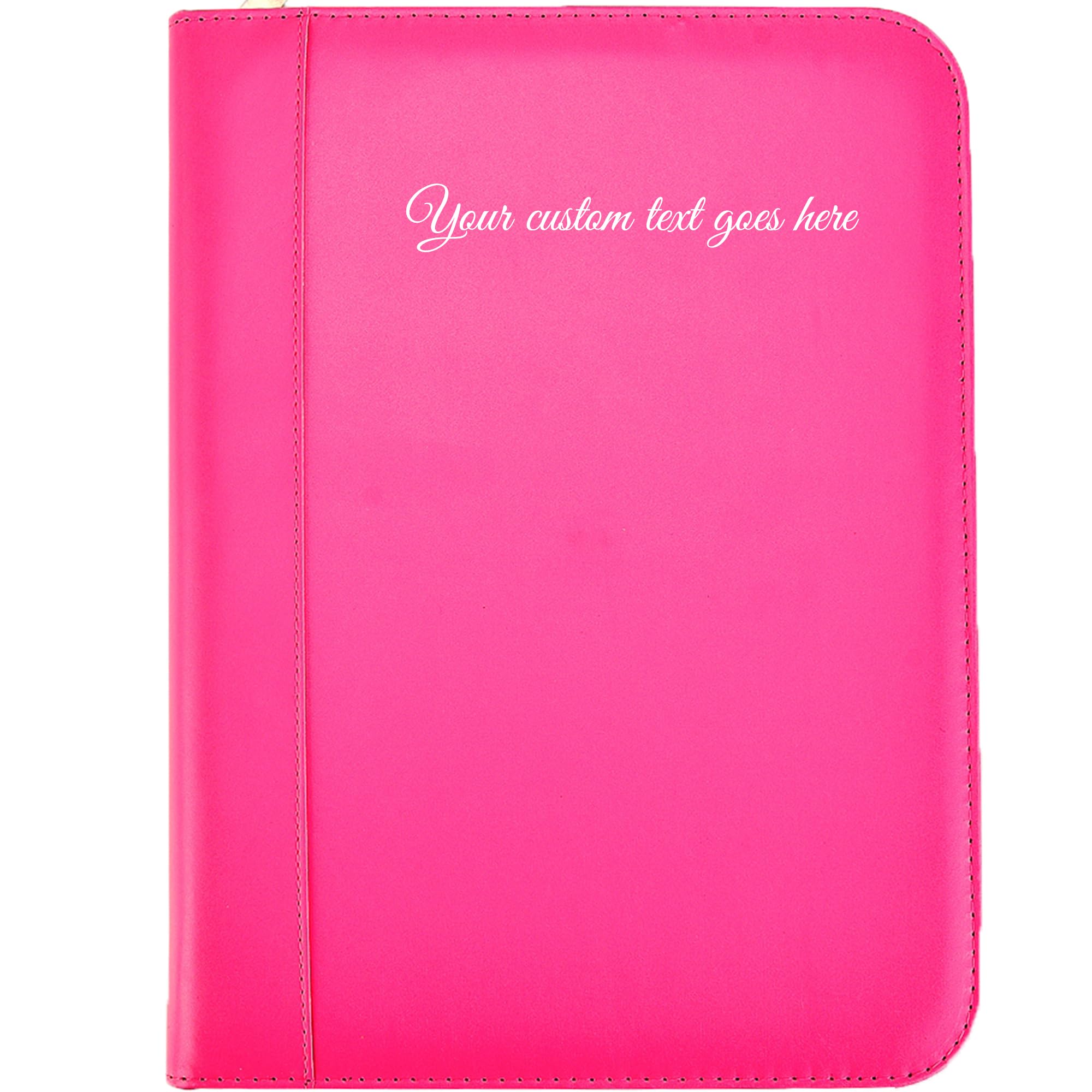 Personalised A4 Zipped Deluxe Faux Leather Business Conference Folder with Calculator (Pink) โ image 1