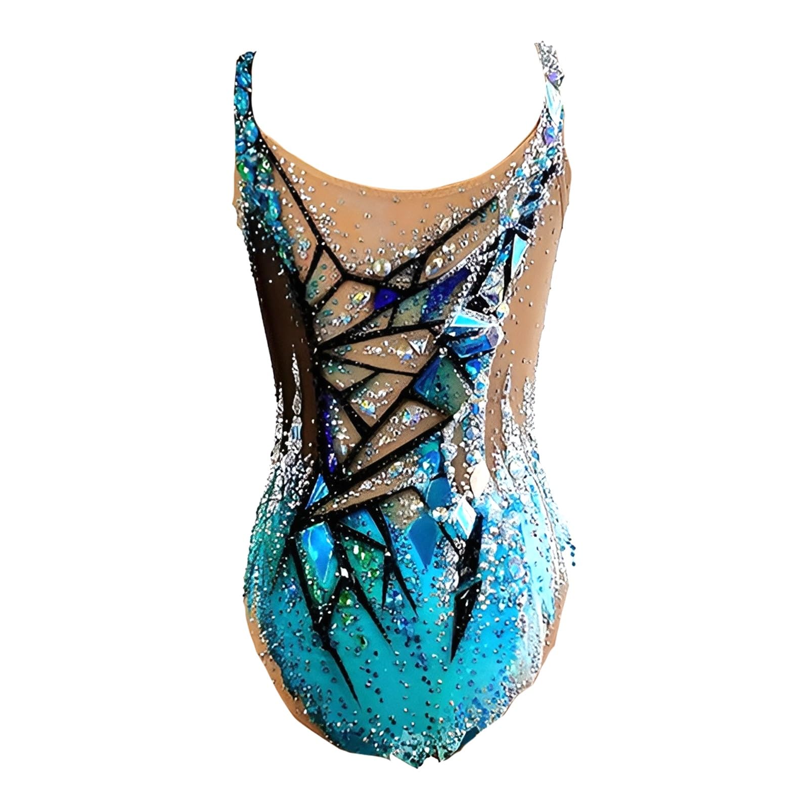 Maillot De Gimnasia Rítmica Sin Mangas For Niñas Con Diamantes De Imitación. Maillot De Gimnasia De Alto Rendimiento.