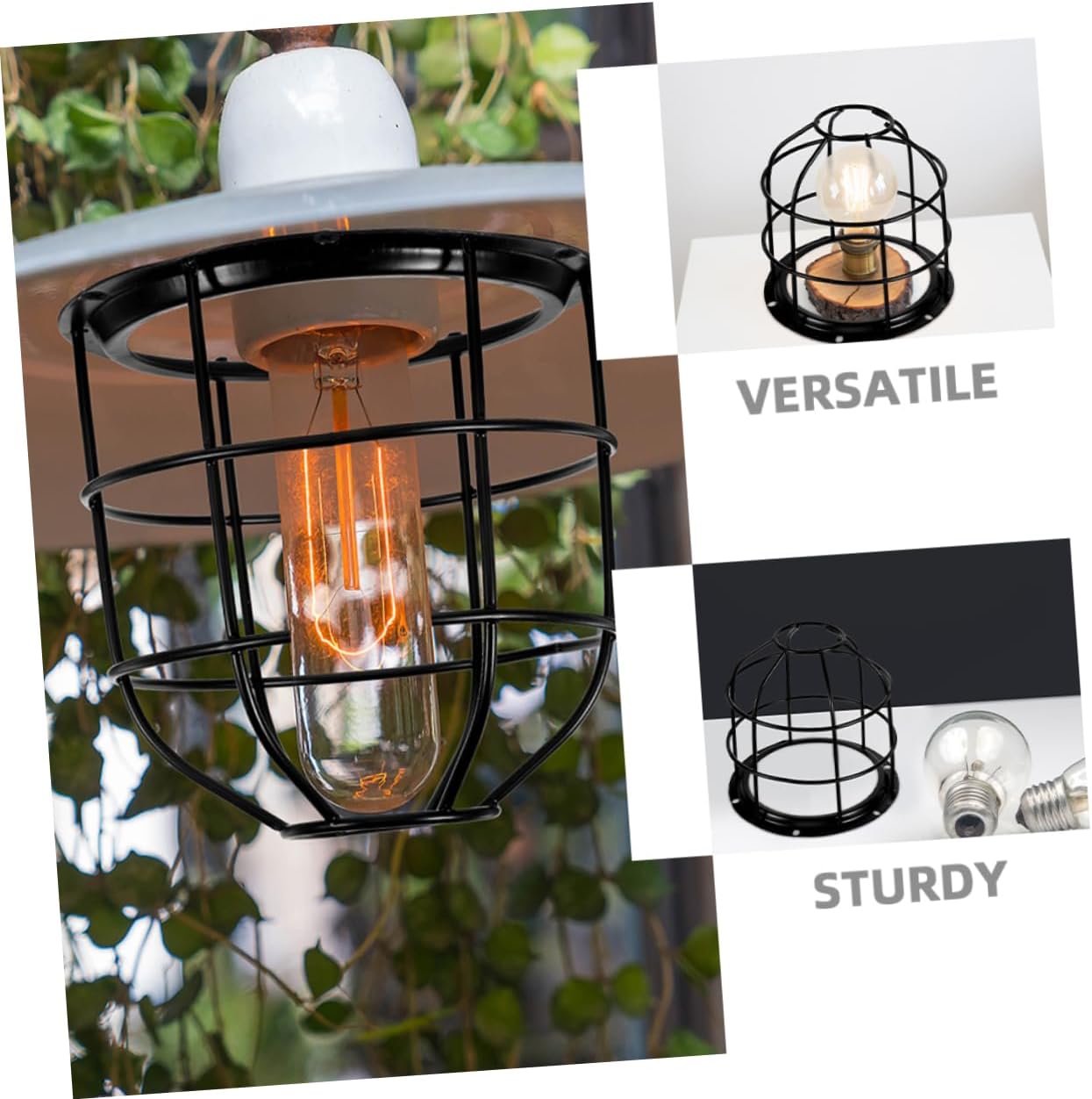 Black Metal Light Bulb Guard Cage, 2pcs Protective Cover