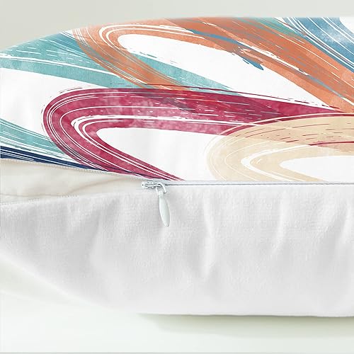 Miniatura 7 de CaliTime Juego de 2 fundas de almohada decorativas de vellón de dos tonos con plumas abstractas para sofá, cama, decoración de casa rural, 18 x 18