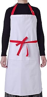 Zihuatailer Weiße Schürze für Damen und Herren mit 2 Taschen, 100% Baumwolle