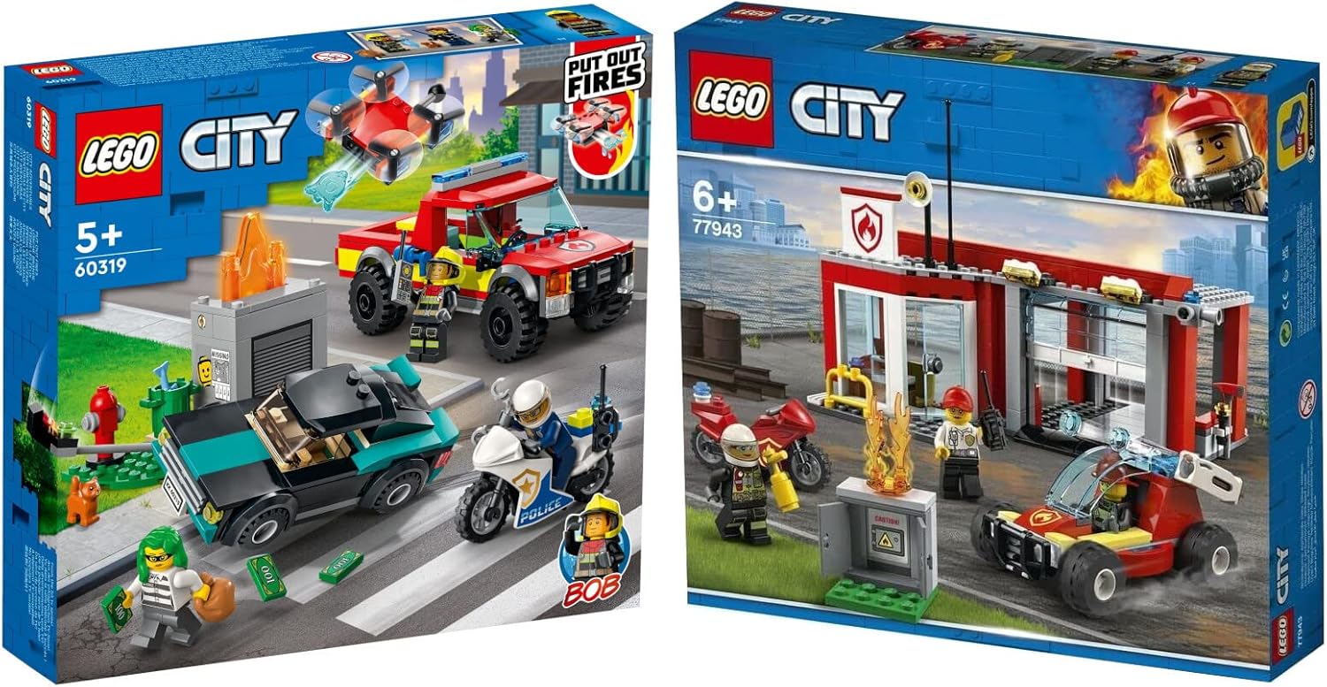 Lego Set of 2 77943 Fire Station Starter Set & 60319 Fire
