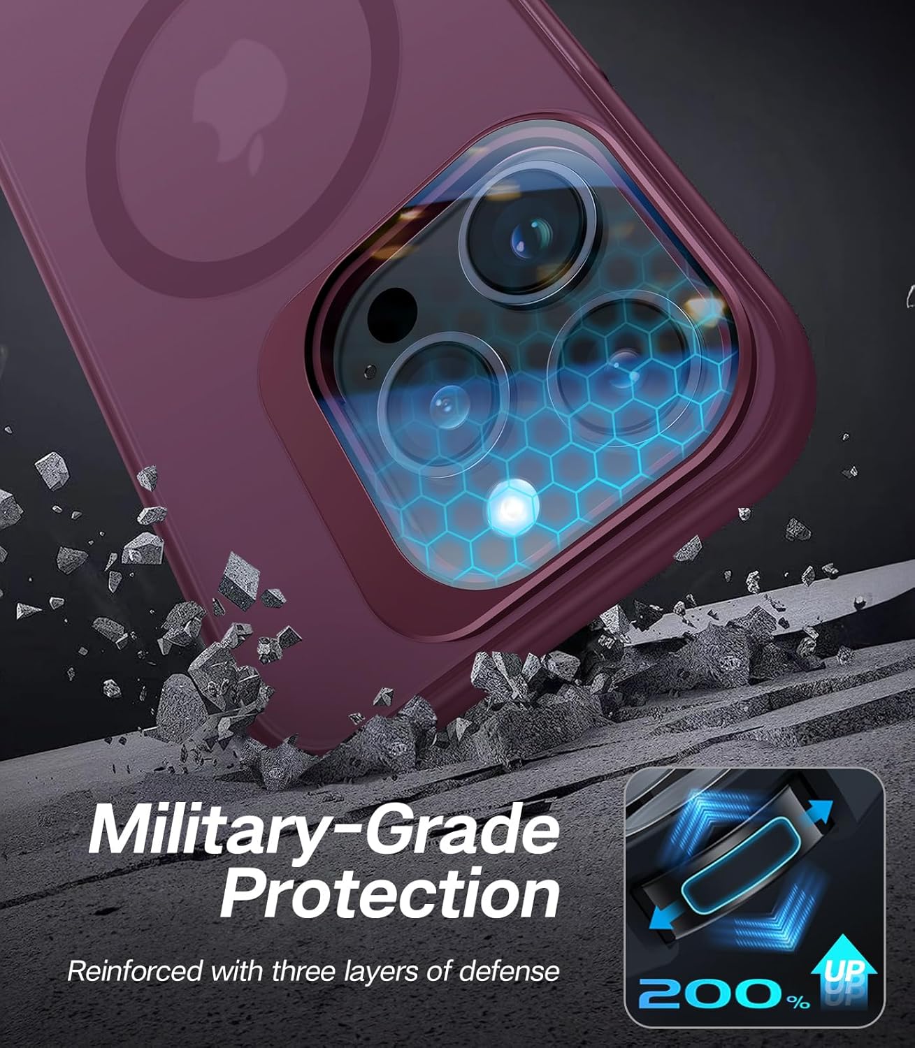 VOFATA for iPhone 14 Pro Max Case with Camera Cover Stand [Built-in 9H Camera Lens Protector][Fit for Magsafe] Military Grade Shockproof Translucent Matte Magnetic Phone Case 6.7", Red