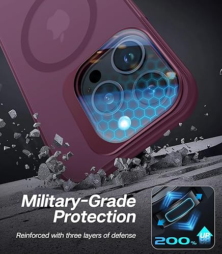 Miniatura 5 de VOFATA Funda para iPhone 14 Pro con soporte de cámara de metal protector de lente de cámara 9H integrado compatible con Magsafe Funda magnética mate