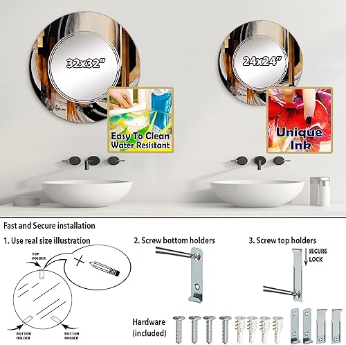 Miniatura 9 de Espejo de pared abstracto, espejo moderno ovalado, espejo de baño redondo negro, espejo de tocador abstracto Art Deco con un toque dorado IV