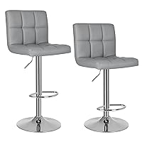 SONGMICS Set di 2 Sgabelli da Bar o Cucina in Similpelle, Regolabile e Girevole a 360°