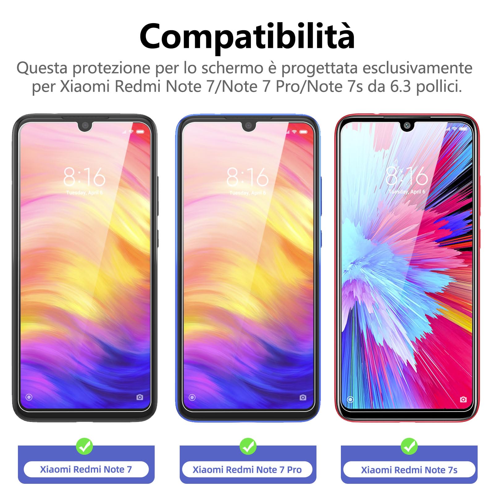 NEW'C 2 Pezzi, Vetro Temperato per Xiaomi Redmi 7A, Pellicola