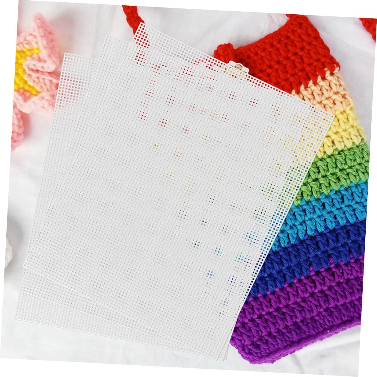 jojofuny 5pcs Plastic Canvas Mesh Sheets for Knit and Crochet Projects Transparent Design for Precise Cutting and Easy Cleaning for DIY Crafting and Embroidery