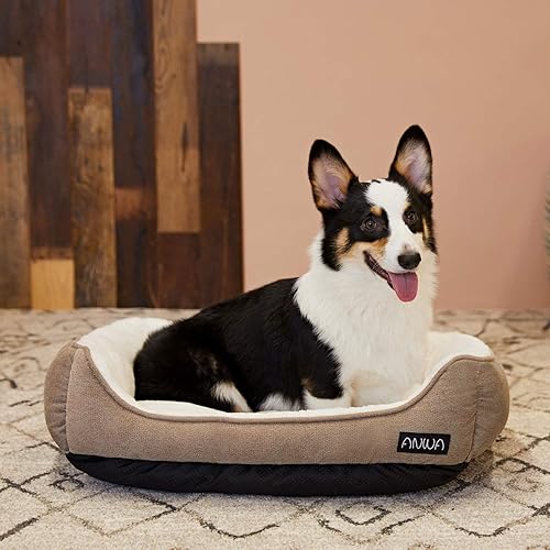 Vista 12 de ANWA - Cama para perro duradera, lavable a máquina, de tamaño mediano y cuadrada; cómoda cama para cachorros