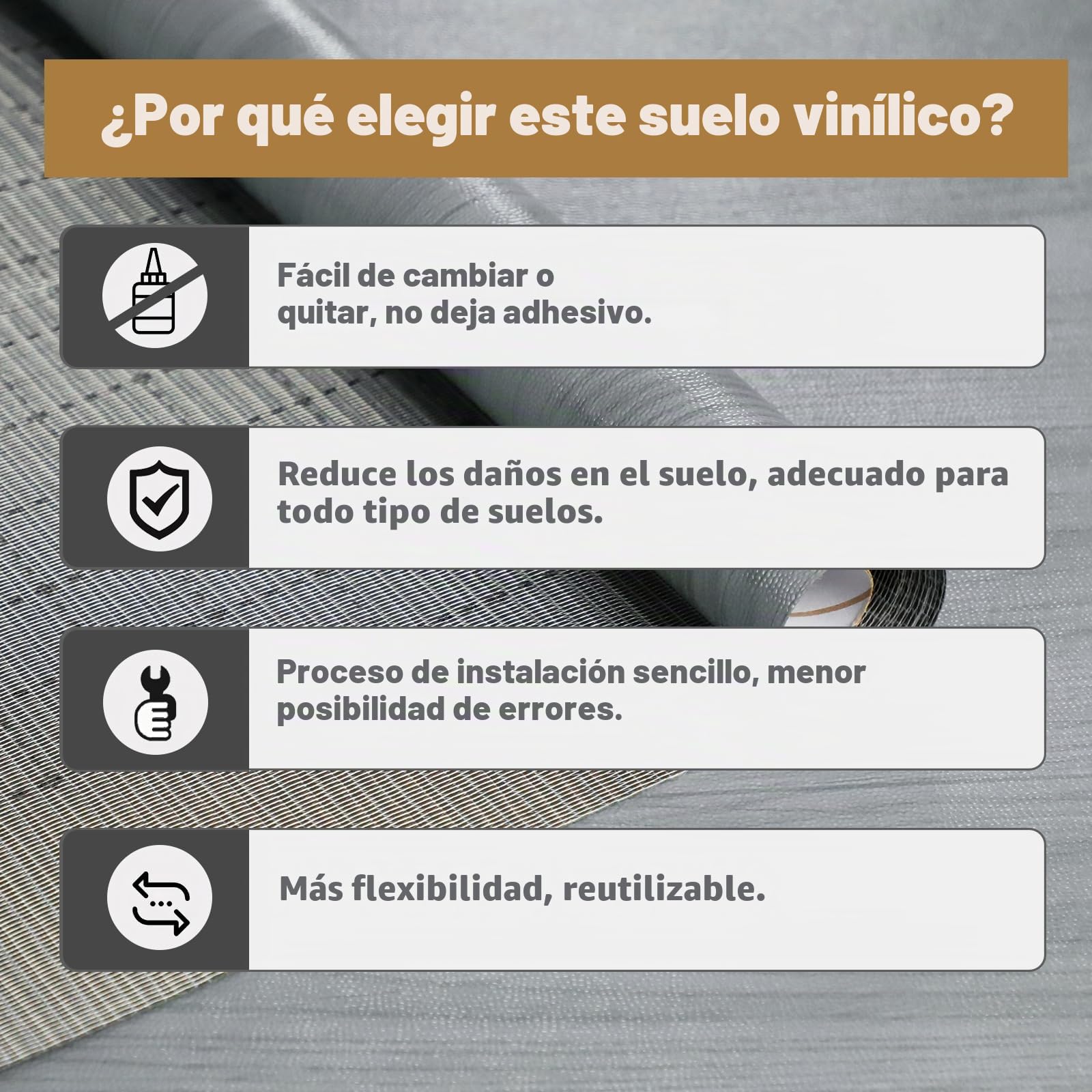 Oxdigi Suelo de PVC Con Aspecto de Madera, Vinilo Para Salón, Cocina, Balcón, Caravana, Trastero - Recortable, Revestimiento Impermeable Gris