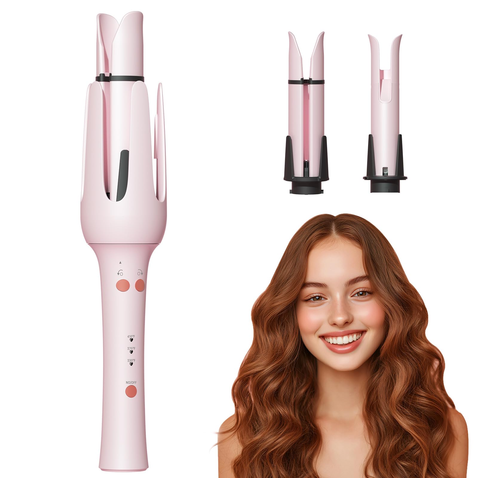Hahahope 2in1 Automatic Curling Iron Set-1 Inch Curling Wand& 1.25 Inch Auto Hair Curler for Effortless Curls, Anti-Tangle Rotating Curling Iron, 4 Temperature Setting & Dual Voltage