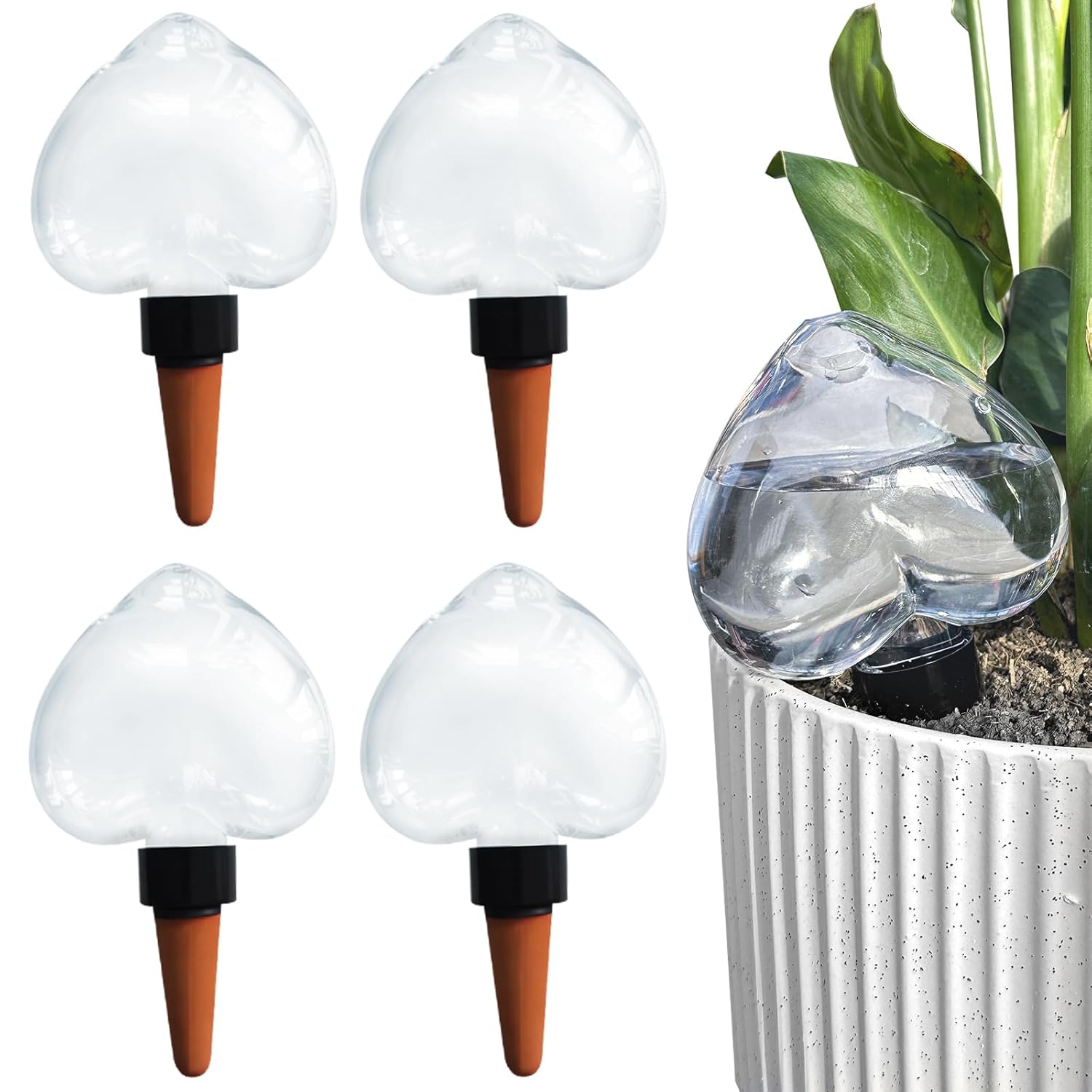 Heart-Shaped 7.04oz/200ml Plant Watering Globes - 6 Self Watering Globes for Outdoor ＆ Indoor Plants - Automatic,Slow,Self Watering Spikes Care of Plants Everyday