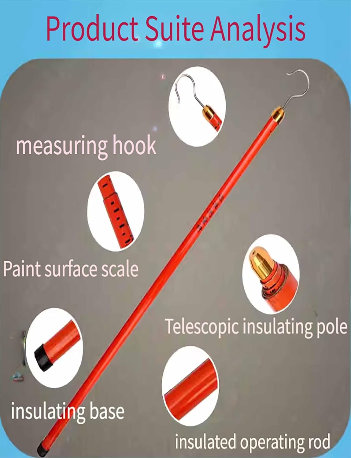 Telescopic Measuring Ruler for Linemen - 39.4ft Epoxy Resin Height Measuring Stick for Live Power Lines & Construction with Hook - Durable & Accurate Measurement Tool,1200cm/39.4ft