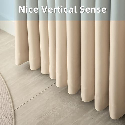 Miniatura 7 de YGHYYF Cortinas plisadas de 96 pulgadas de largo para sala de estar, dormitorio, cortinas de oscurecimiento de habitación con ganchos, beige (72 x