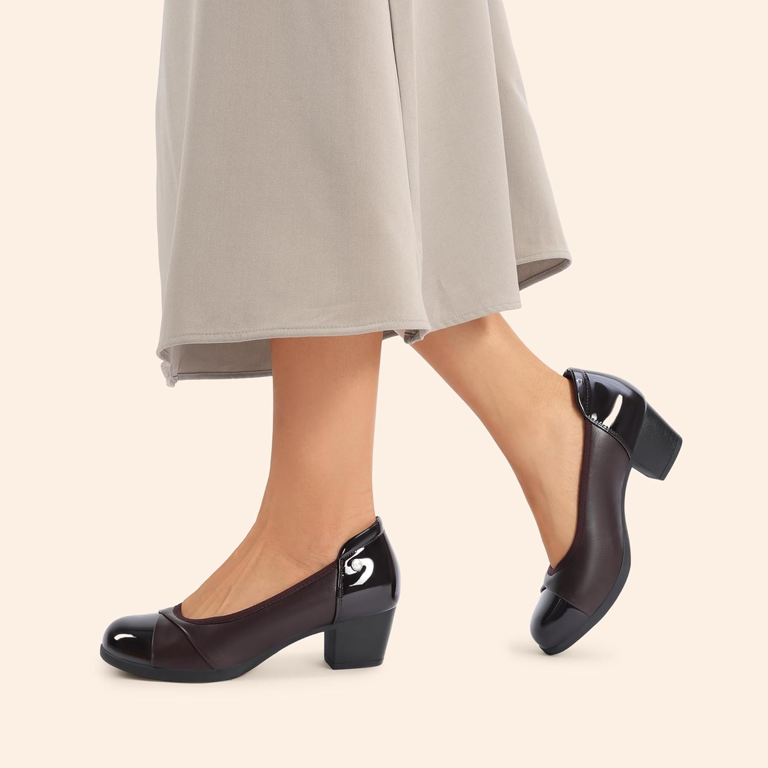 DREAM PAIRS Women's Pumps Low Chunky Block Closed Toe Shoes Work Comfortable Heels Round Toe Dress - Image 7