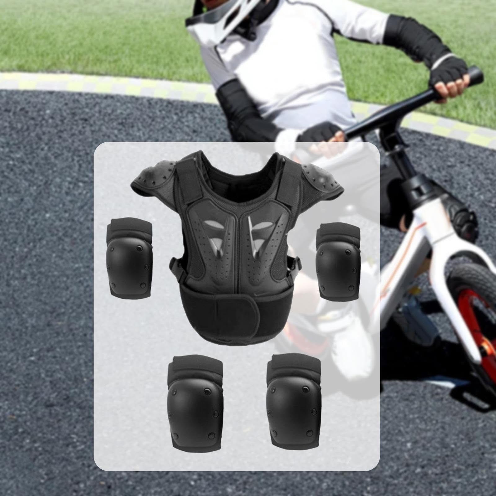 Gilet de pour Enfants, Combinaison de Vélo, Protections Intégrales, Genouillères et Coudières Portables pour La Conduite à, Style A