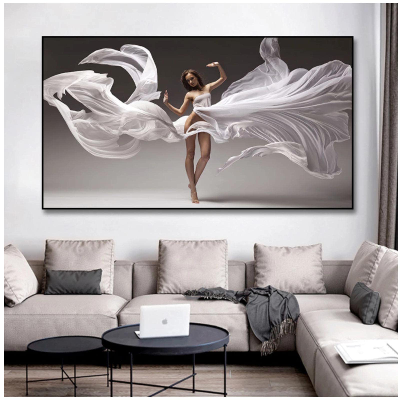 Stampe Da Parete Moderne Con Ballerina: Set Di 3 Quadri Astratti Con Effetto Neon E Ali D'Angelo, Poster Senza Cornice Per Soggiorno E Camera Da Letto (30,5x40,6 Cm)