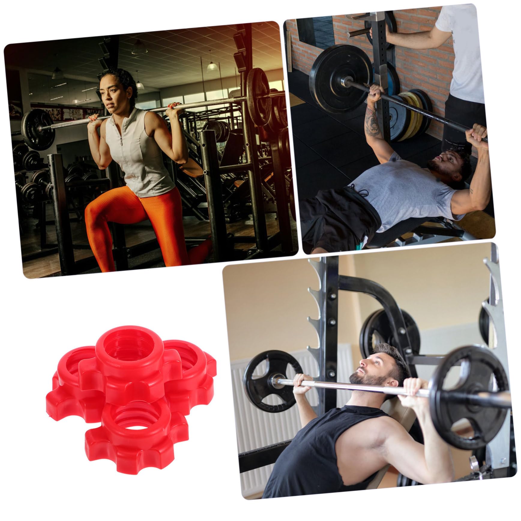 VORCOOL - 4 dadi per manubri professionali in plastica, con dado esagonale fisso, per sollevamento pesi, per casa, negozio, rosso
