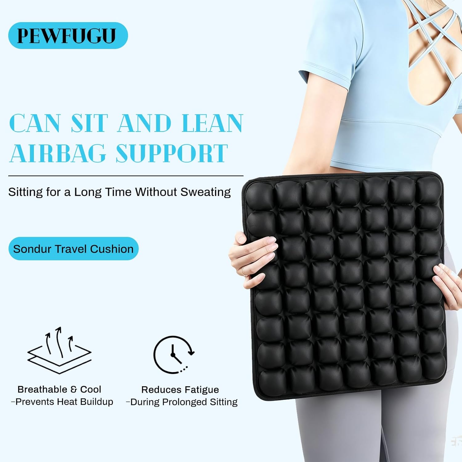 Airplane Seat Cushion for Long Flights, Inflatable & Portable Travel Cushion for Tailbone Pain Relief, Pressure Relief Car Seat Cushion for Office Chair and Wheelchair Use - Image 5