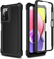 Vista 6 de NZND Compatible con Samsung Galaxy A03S Funda para teléfono, color negro, con protector de pantalla integrado, prueba de caídas de grado militar