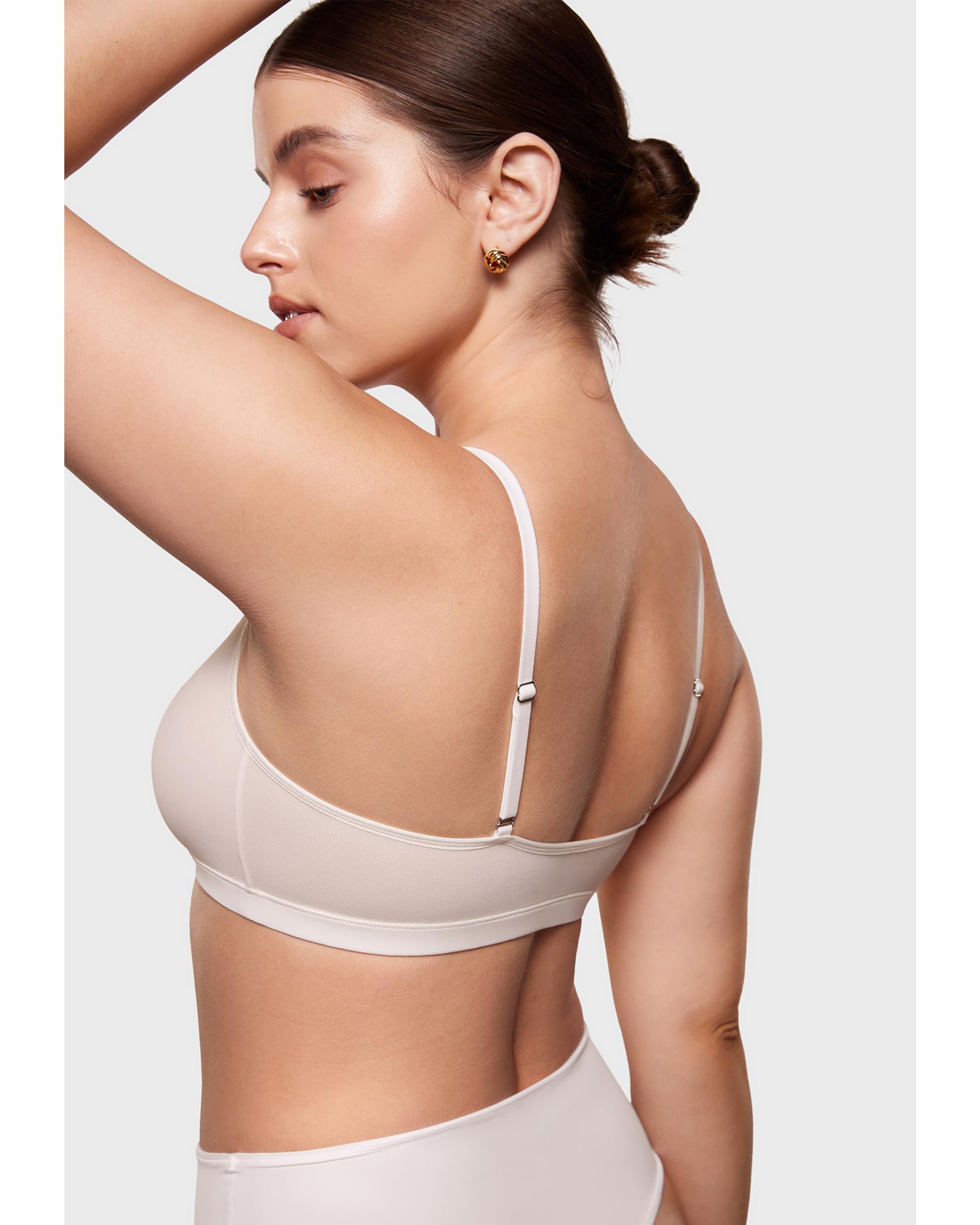 INLYRIC Women's Cosnufy Sheer Bralette - Cami Mesh Unlined No Padding See Through Wirefree Bralettes Pullover