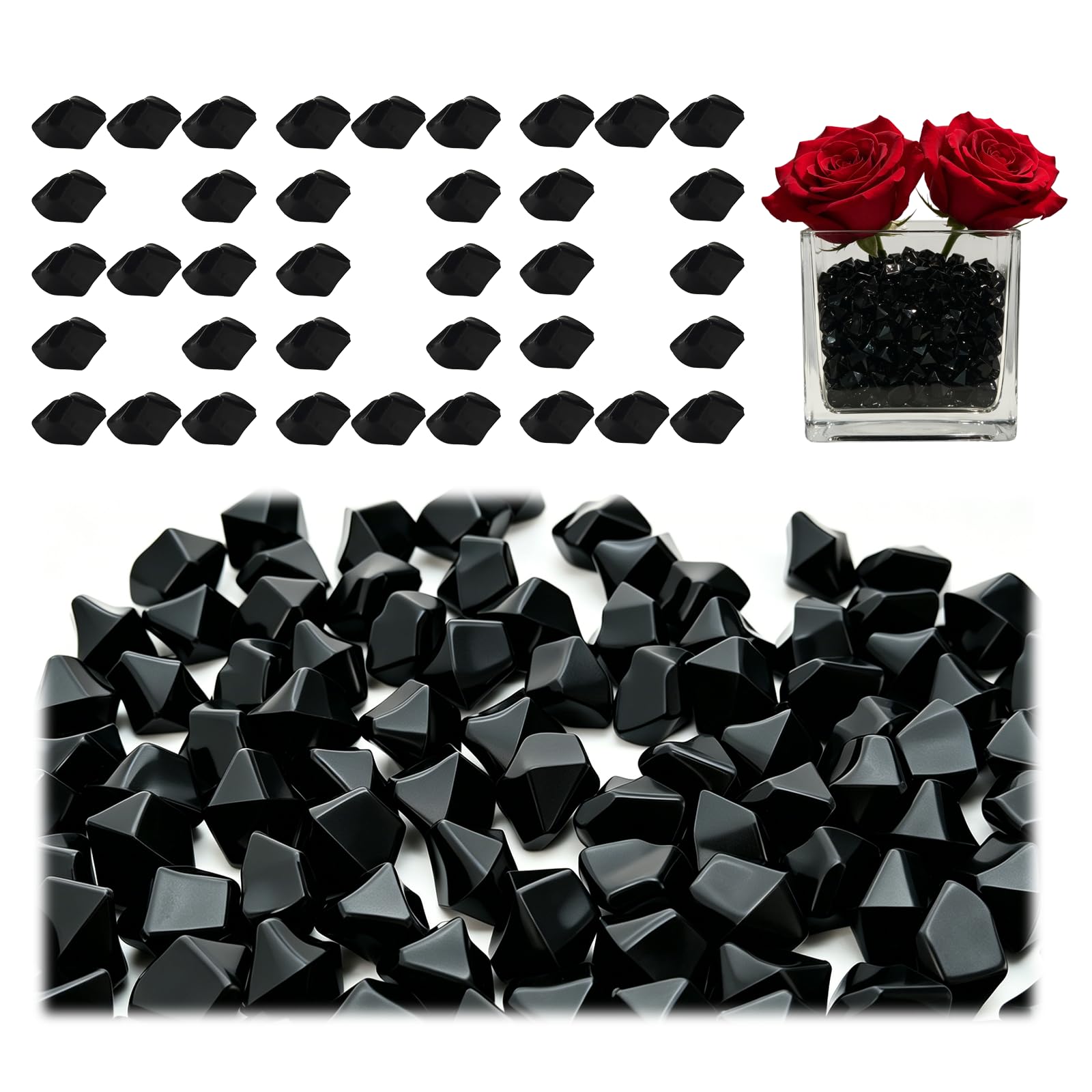 Hexizexi Fake Ice 800 Pcs Acrylic Ice Crystals Black