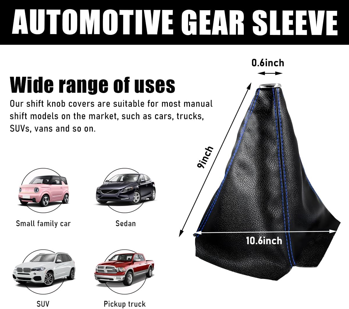 Ohleats Car Shift Knob Dust Cover, Shifter Sleeve, Black&Blue image 2