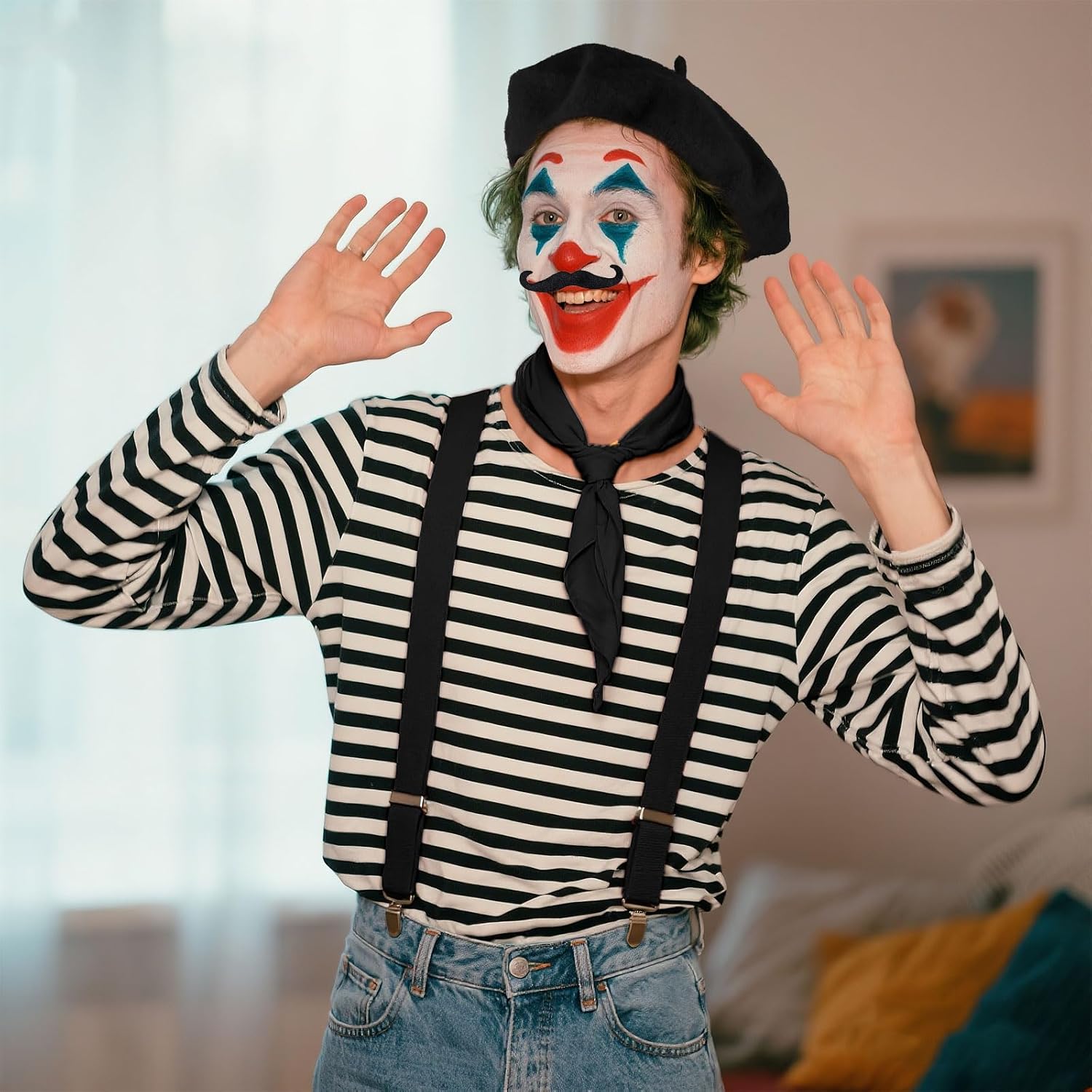choyaxo 2pcs French Beret Hat Set Including Beret Mustache for Men Halloween French Themed Party