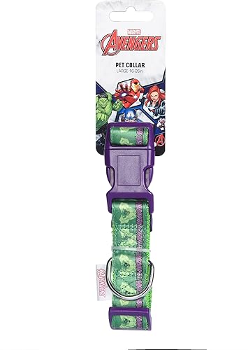 Miniatura 2 de Marvel Comics The Hulk Dog Collar, grande verde y morado  Collar para perro con licencia oficial de Marvel The Incredible Hulk  Collar grande para