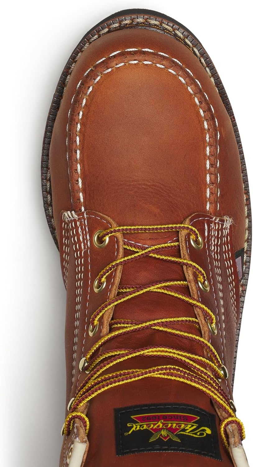 Thorogood American Heritage 6" Steel Safety Moc Toe Work Boot for Men, Durable Leather, Slip-Resistant Outsole, ASTM Rated