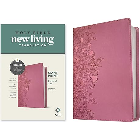 NLT Women's Personal Size Giant Print Bible - Filament Enabled, Leathery Pink