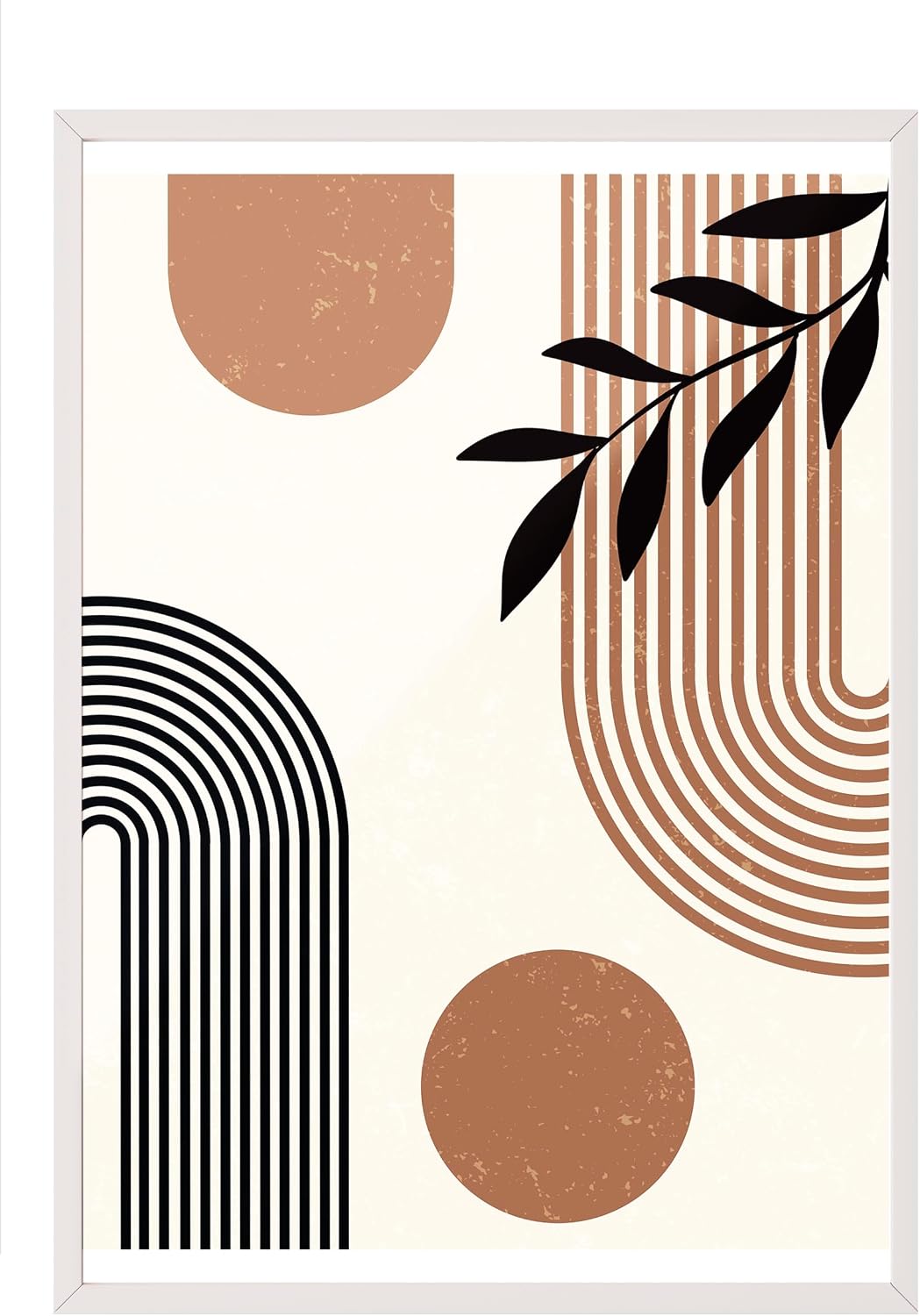 Zestia Beyaz Çerçeveli Tablo, Geometrik Soyut Desen, Salon Dekoru Poster No: 106842 21 x 30