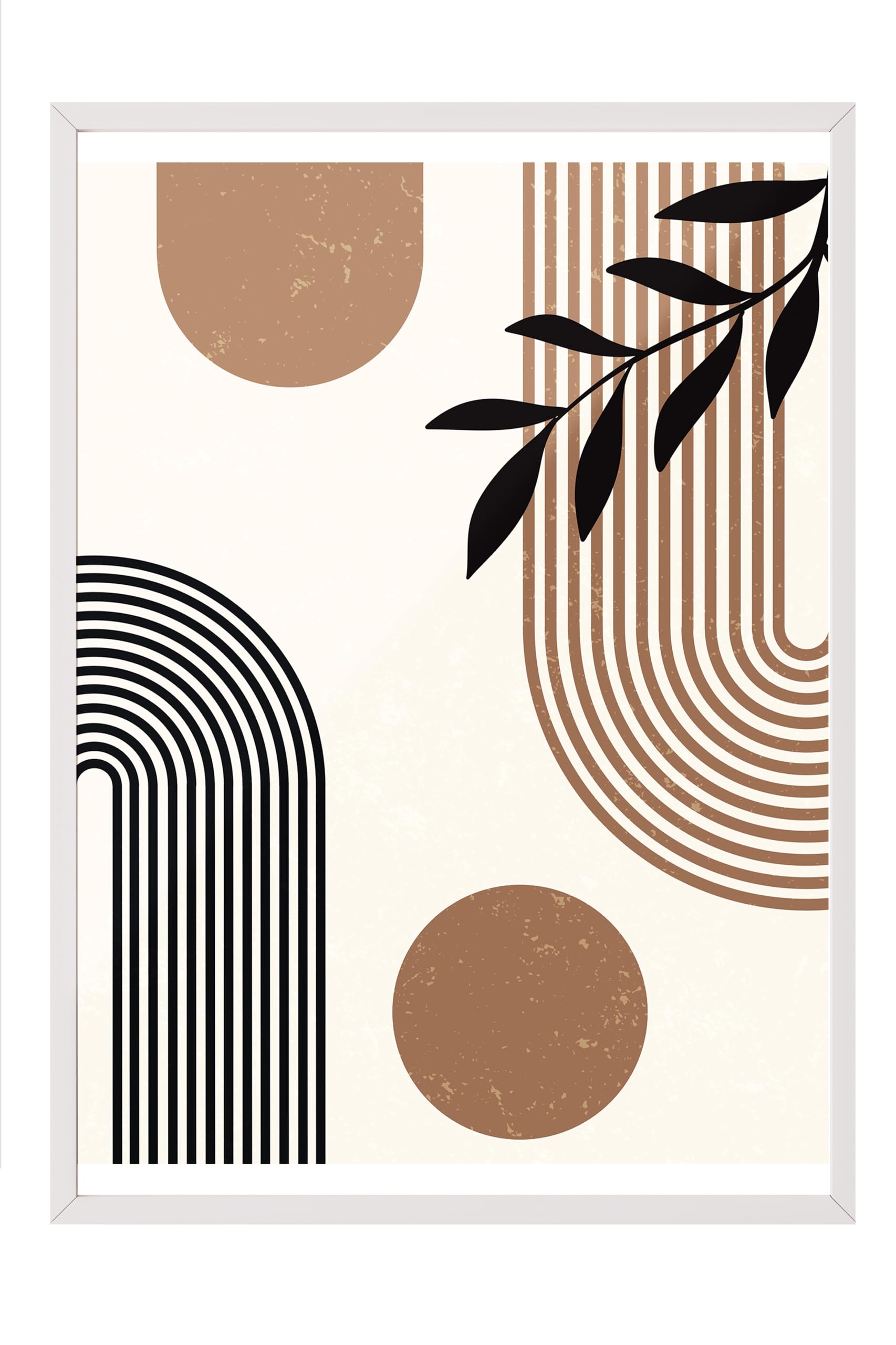 Zestia Beyaz Çerçeveli Tablo, Geometrik Soyut Desen, Salon Dekoru Poster No: 106842 21 x 30