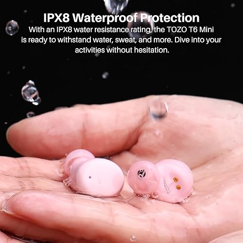 Miniatura 7 de TOZO Auriculares inalámbricos T6, auriculares Bluetooth 5.3, sonido estéreo en el oído, 50 horas de reproducción, estuche de carga inalámbrica