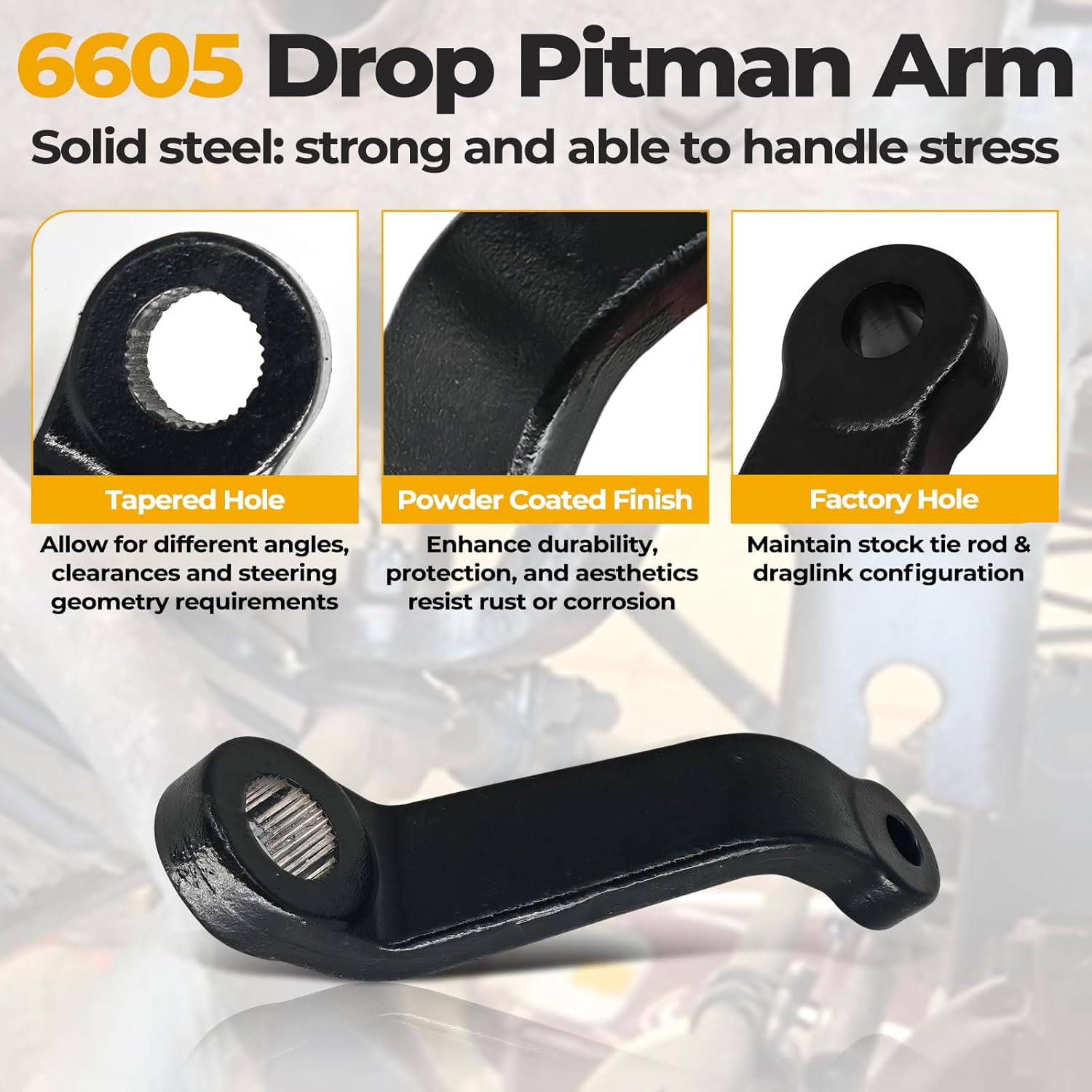 6605 Drop Pitman Arm, Heavy-Duty Forged Steel Steering Upgrade for 87-06 Jeep Wrangler YJ TJ, 84-01 Cherokee XJ MJ with 2.5"-6" Lift
