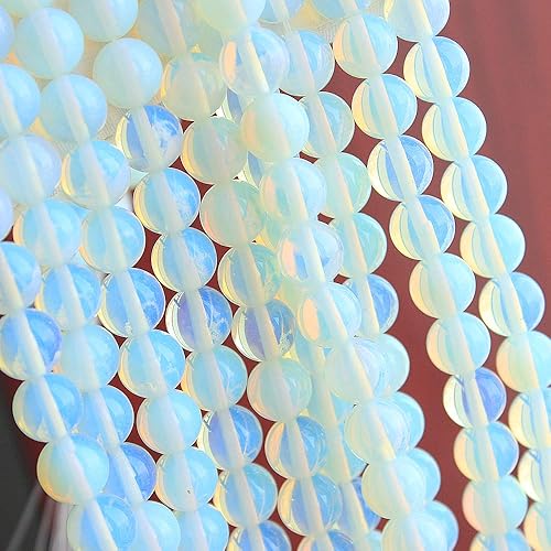 Miniatura 70 de MJDCB Natural Multicolor Volcanic Lava Stone Round Loose Stone Beads DIY for Jewelry Bracelet Making 15" (6mm, White)