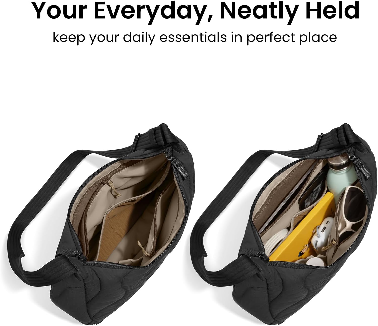 tomtoc 9L Puffer Sling Crossbody Bag for Women Trendy, Nylon Quilted Crescent Shoulder Bag Purses for 11-inch iPad Air/Pro M5, Nintendo Switch 2, Puffy Travel Hobo Handbag with Organized Inner Pockets - Image 4