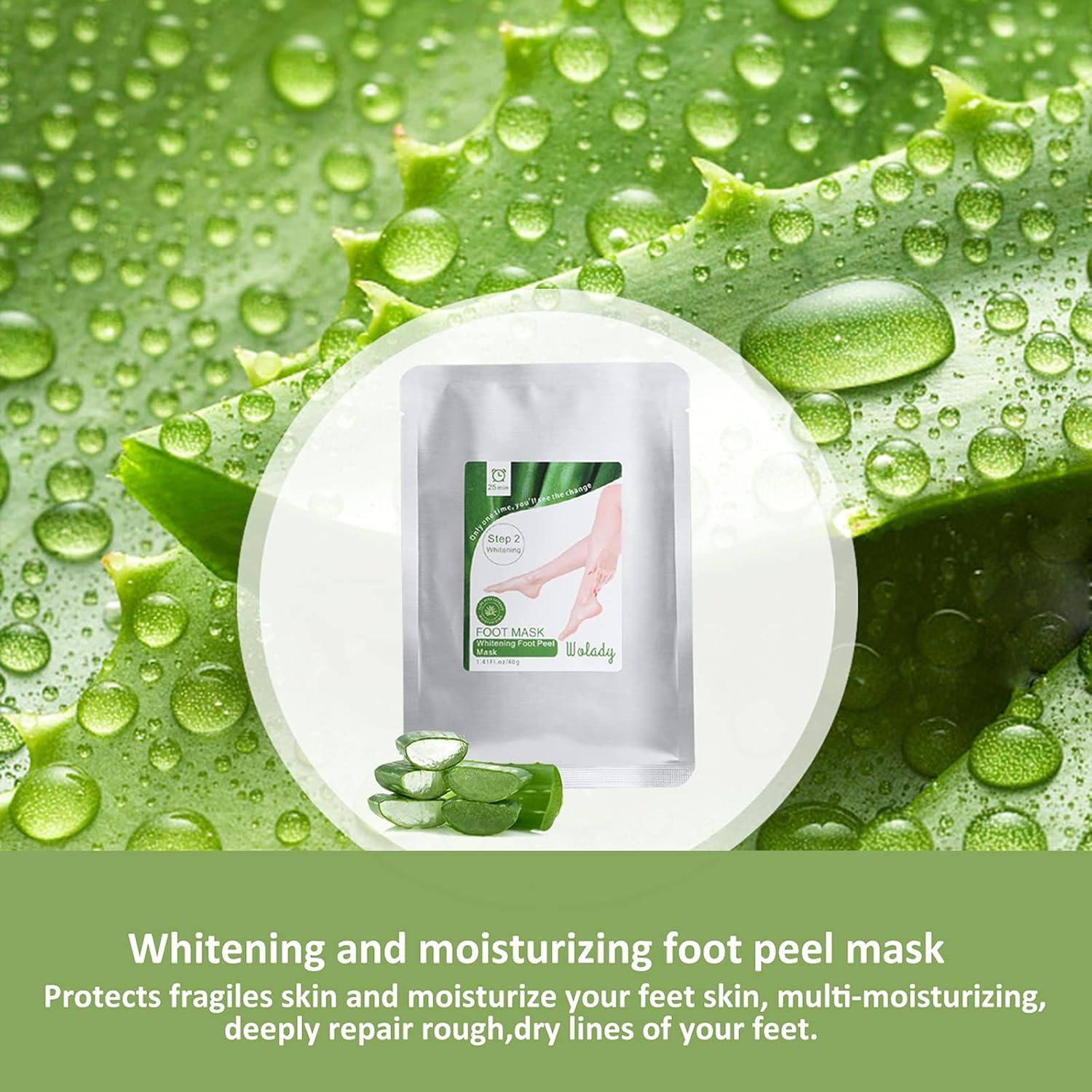 Foot Mask 2 Packs, Wolady Foot Peel Mask and Moisturizing Socks, for Foot Care, Peel Off Calluses & Dead Skin, Making Your Feet Soft and Smooth