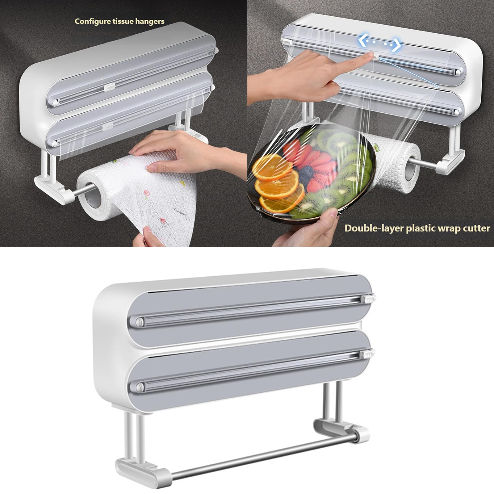 Esencial de Cocina contemporáneo con Fuerte imán para refrigerador Sostiene 3 Rollos de y Toalla de Portarrollos de Cocina Adhesivo