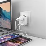 2Pcs Adaptateur de prise de voyage avec 2 USB, Adaptateur de prise multifonctionnel européen US à la majeure partie de l'Europe EU Espagne Italie France Allemagne...