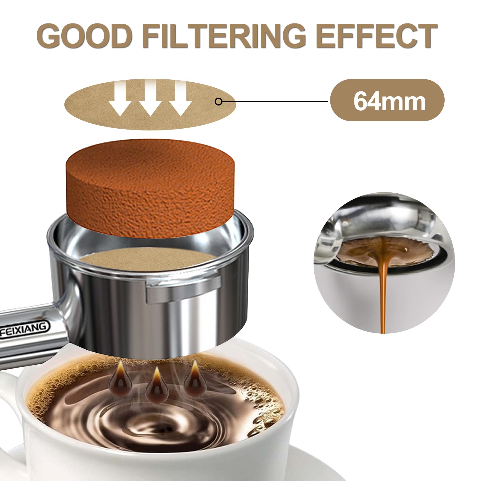 600 Pcs Papel de Filtro de Café 64 mm, Redondos Filtros Desechables, Sin Blanquear Natural, Compatible con Aeropress Cafeteras Espresso