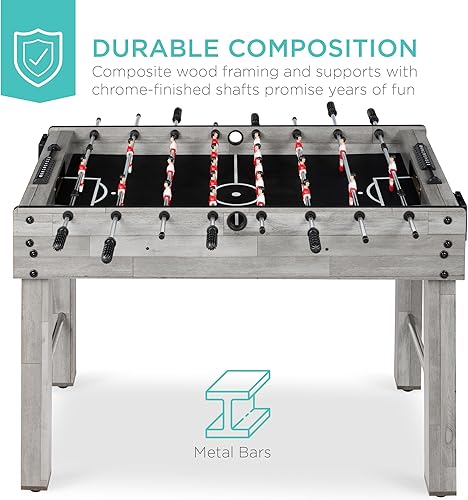 Vista 18 de Best Choice Products Mesa de futbolín de 48 pulgadas de tamaño competitivo para el hogar, sala de juegos con 2 bolas, 2 portavasos Marrón claro