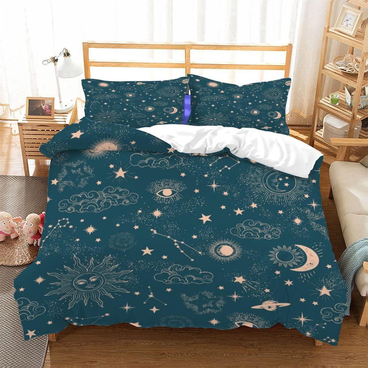 Bedding Duvet Cover 3D Milky Way Constellation Printed Quilt Duvet Cover with Zipper Closure, Soft Microfiber Bedding Colorful Home Decoration（78"X78"）