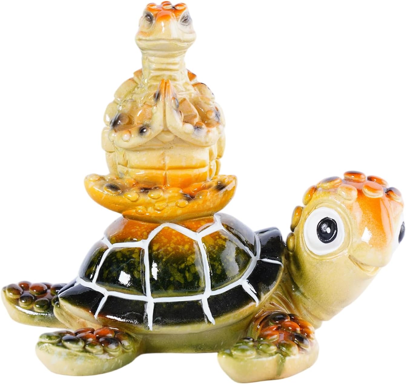 Sea Turtle Figurine Beach Decor Ocean Decor Meditating Baby Turtle Resin Coastal Zen Statue Glossy Painted Finish for Bathroom Bedroom Office Bookshelf,Green