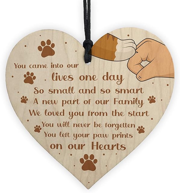RED OCEAN Memorial Gift For Dog Cat Lover Memorial Pet Sign Keepsake Gift For Family Wood Heart