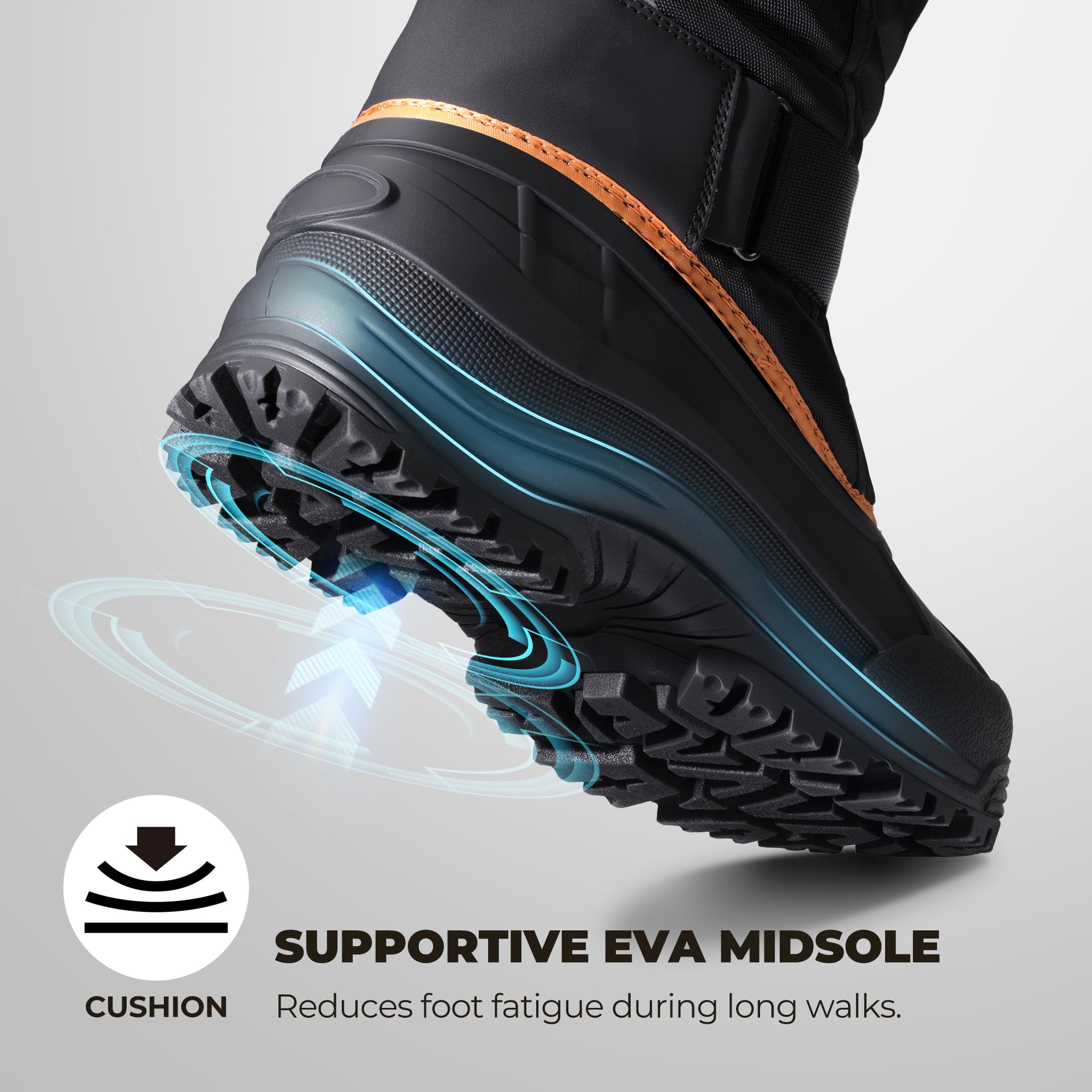 NORTIV 8 Botas de nieve impermeables para hombre, para senderismo, invierno, con forro de piel aislada, ligeras, para exteriores