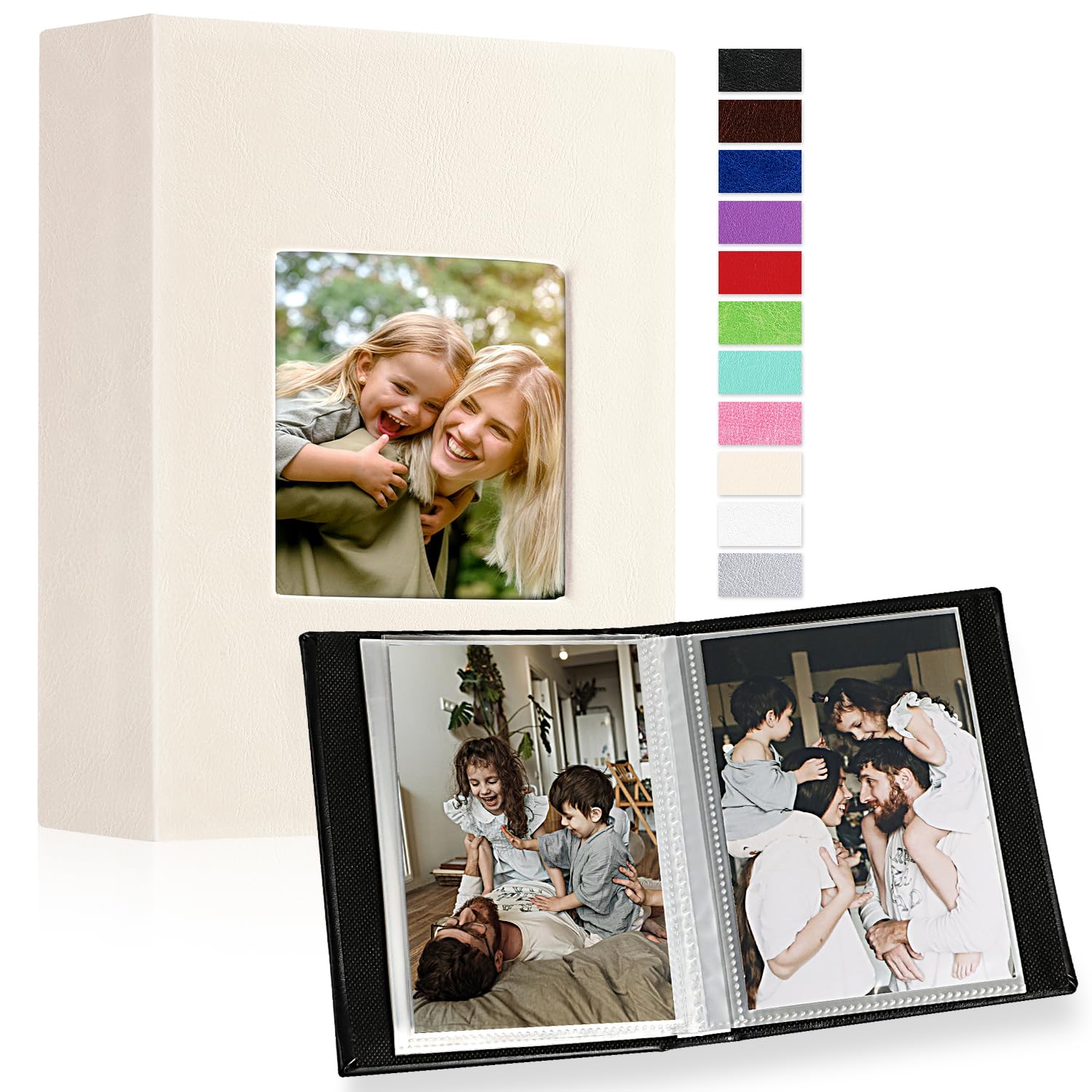 Ywlake Album Fotografico 10x15 50 con Tasche 2 Confezioni, Piccolo Mini Cuoio Album Foto Portafoto Verticale Tascabile Tasca Beige